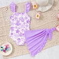 thumbnail image 5 of ibiyuan Toddler Girl's Cute Swimsuits Bow 2 Piece Spaghetti Strap Girls Bathing Suit Sparkly Contrast Tankini Sets Ruched Cut Out Bikini Sets for Girls Beach Swimwear with Cover Up Skirt, 5 of 6