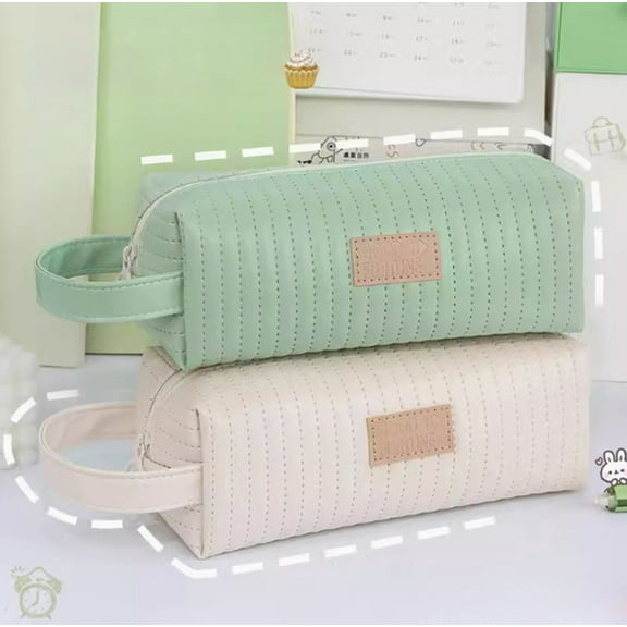 Yyuenw Large Capacity Pencil Case, Japanese-Style Minimalist Stationery Pouch with Handle, Portable Storage Bag Ideal for Organizing Stationery
