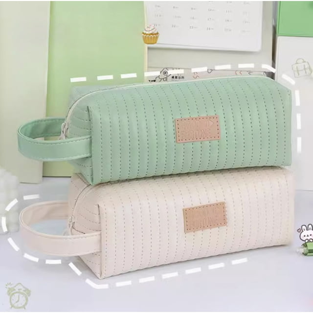 Estuche para lápices de felpa de gran capacidad,estilo japonés,con estampado de corazones,bolsa de papelería para niñas,organizador de útiles escolares y de oficina (blanco,1 pieza) Rkxzt