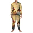 thumbnail image 3 of Fotbe Castle Red Green Sky Dragon Pattern Long Sleeve Pajama Set for Men,Sleepwear Set,2-piece Loungewear Set,Soft PJs Comfy Nightwear with Pockets-XX-Large, 3 of 7