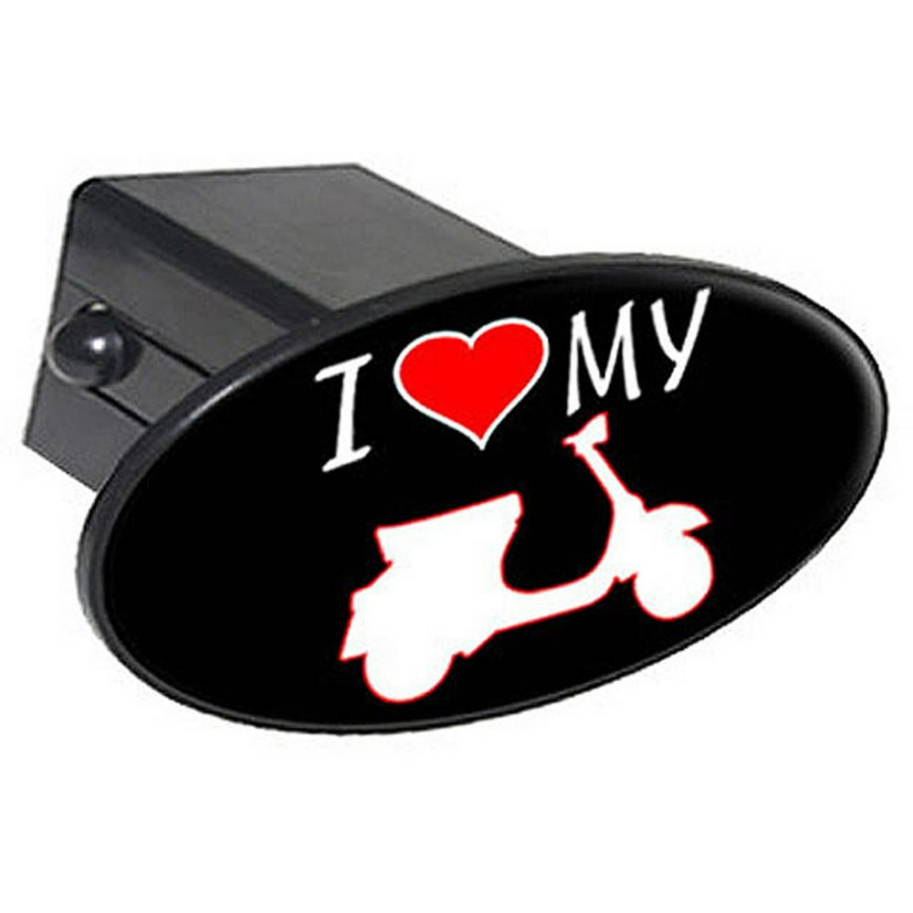 I Love Heart My Vespa, Scooter 2" Oval Tow Trailer Hitch Cover Plug