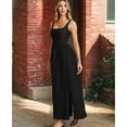 thumbnail image 2 of Defitshape Women's Ankle A Line Long Dress Backless Dresses Autumn Bunched Sleeveless Billowy Chic Shirred Waist Sundress Black Large, 2 of 4