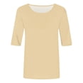 thumbnail image 4 of T-Shirts pour Femmes Col Rond Manches 3/4 Blouse Imprimée Confortable pour Sortir Beige TG, 4 of 4
