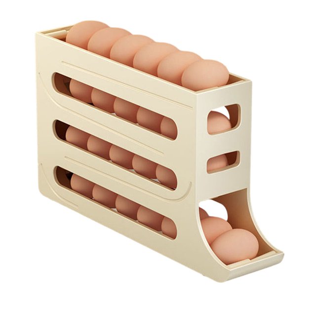 Huevera de 4 niveles para frigorífico - Nevera con ruedas automáticas