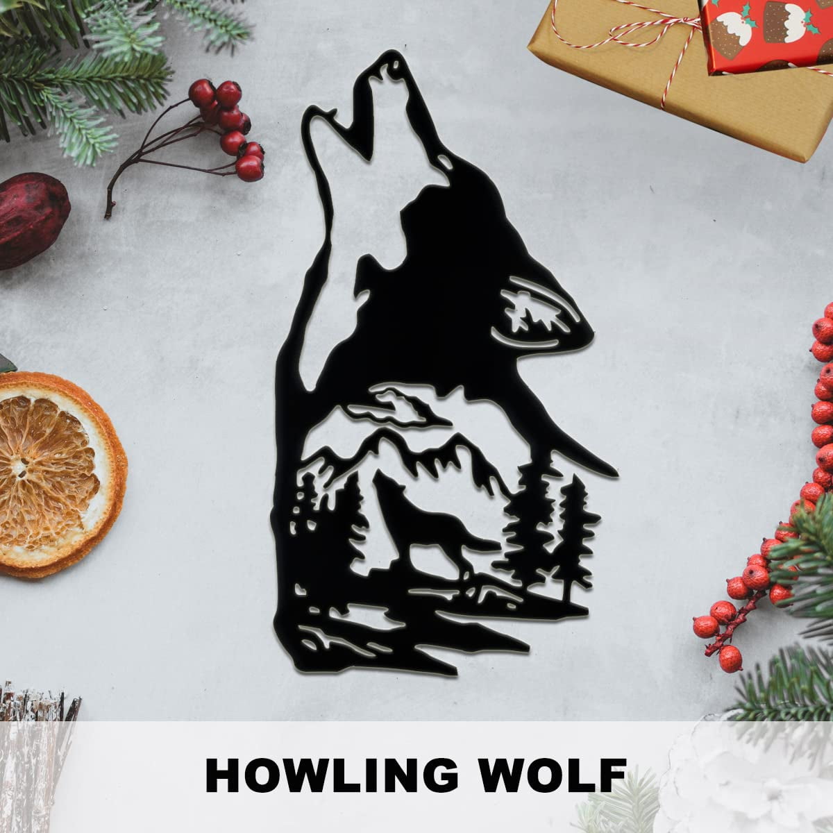 Wolf Resin Mold, Howling Wolf Wall Decor Resin Mold for Resin Casting, Wolf with Mountain and Forest Tree Wall Art Animal Silicone Mold for Wall Hanging, Window Door Decor