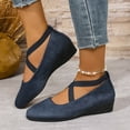thumbnail image 3 of Strappy Wedges Ballet Flats for Women Fall Suede Pointed Toe Mid Heels Casual Dress Shoes Ladies, 3 of 6