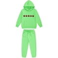 thumbnail image 4 of Placlothes Girls Hall-oween Green 2-Piece Hoodie Jogger Set - Soft Polyester, Pumpkin Graphic, Warm Outfit for 3-12 Years,Size 8 T, 4 of 4