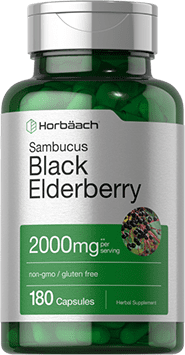 Black Elderberry Capsules 2000 mg | 180 Pills | Sambucus Herbal Extract Supplement | Non-GMO, Gluten Free | by Horbaach