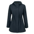 thumbnail image 6 of Vinsonshop Womens Rain Jacket Long Raincoat Womens Zip Up Jacket Waterproof Coat Women Hooded Trench Coat Women Long Fall Jackets for Women Waterproof Jackets for Women Dark Blue M, 6 of 9