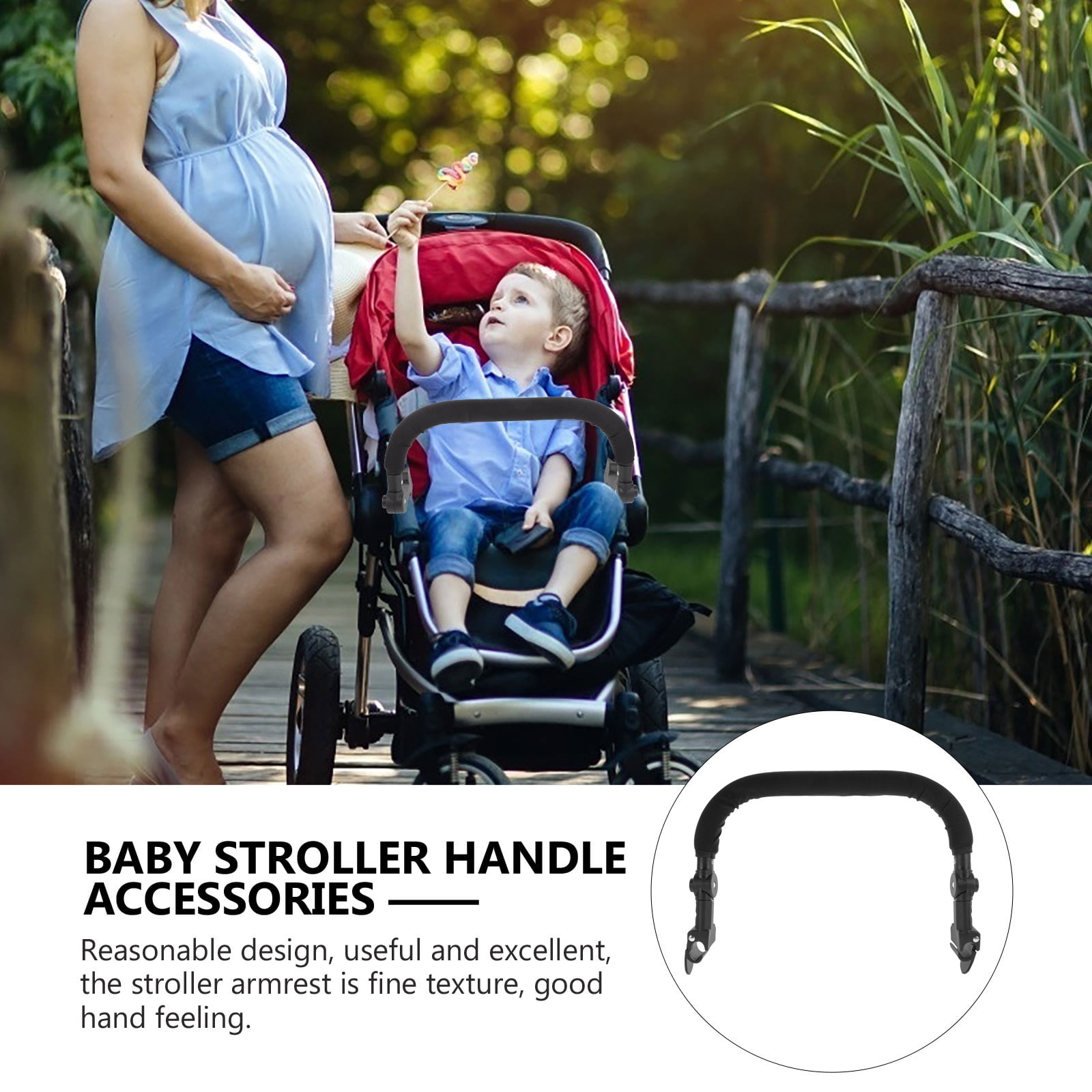 Monyance stroller handle extender Adjustable Stroller Bumper Bar Armrest Handle Accessories(16.93X11.42X1.18Inches)