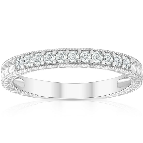Pompeii 1/4ct Diamond Wedding Ring Hand Engraved Vintage (G/H,I1)