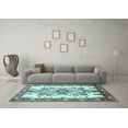 thumbnail image 3 of Ahgly Company Indoor Rectangle Medallion Light Blue Traditional Area Rugs, 2' x 4', 3 of 4