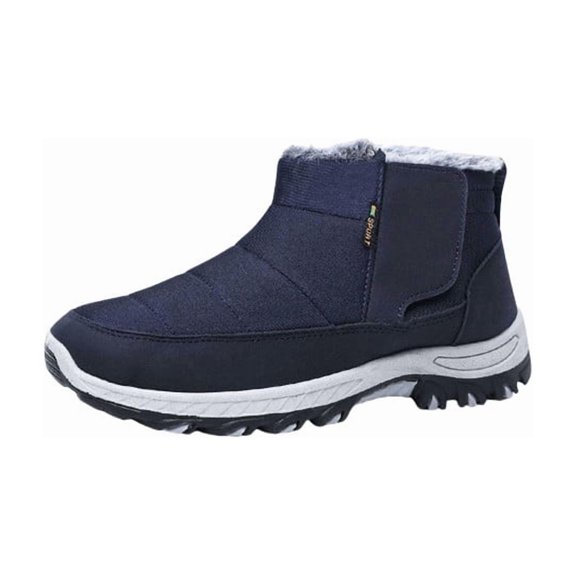 Knivor Men High-top Winter Snow Boots Hook & Loop Slip-Resistant Cushion Wearproof Sole Faux Fur Warm Outdoor Winter Shoes