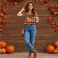 thumbnail image 6 of Halloween Women's Fall Short-Sleeve T-Shirts Autumn Pumpkin Printed Tshirts Western Country Music Graphic Tees Light Brown S, 6 of 7