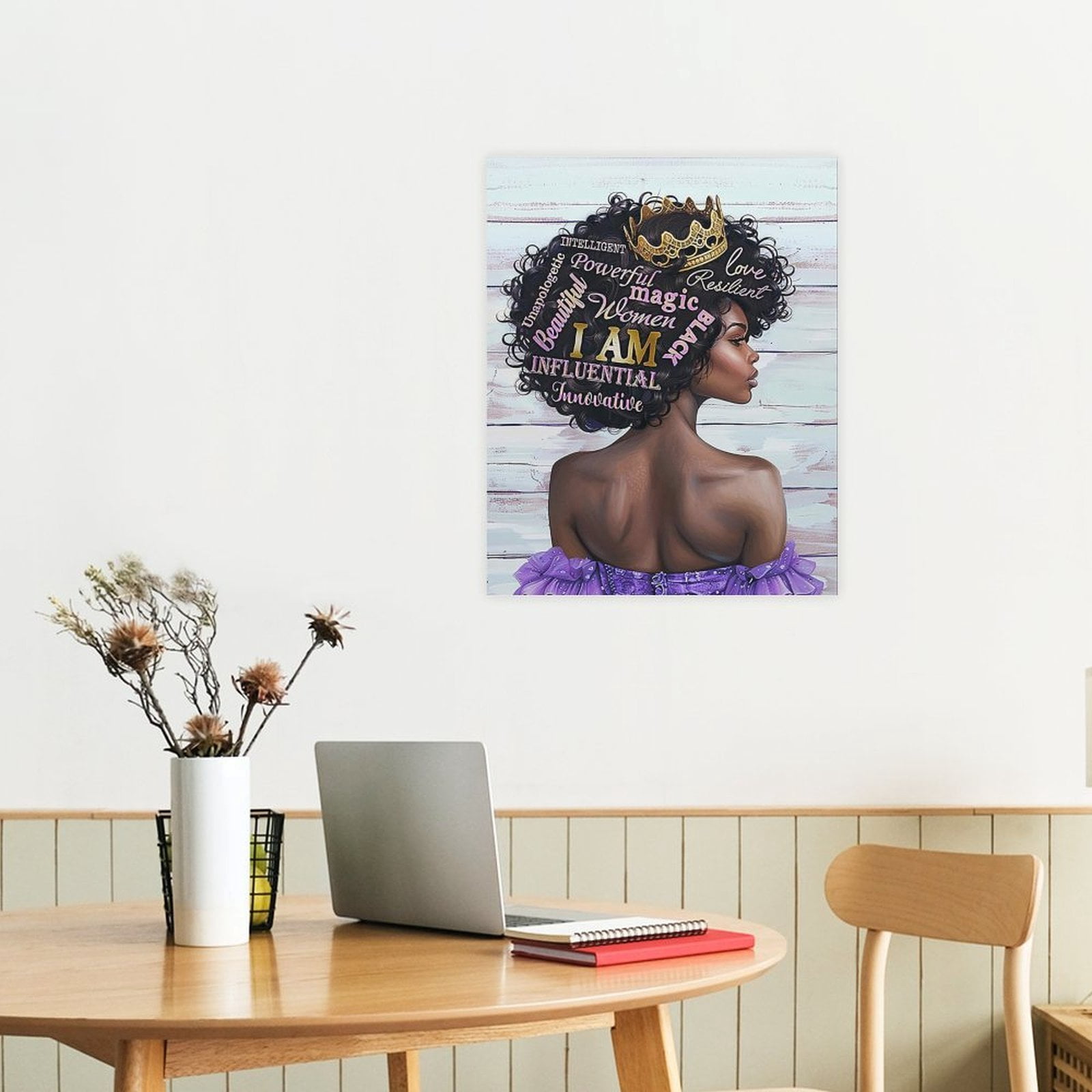 AIOE "I AM" Black Queen Empowerment Wall Art – African American Woman Affirmation Poster Unframe: 16x24in
