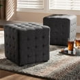 thumbnail image 4 of Bowery Hill Upholstered Wood Cube Ottoman in Dark Gray - Set of 2, 4 of 6
