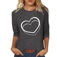 thumbnail image 3 of ShomPort Women's 3/4 Sleeve Tops Summer Casual Round Neck Printed Tunics Valentine's Day T-Shirts, 3 of 3