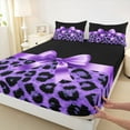 thumbnail image 3 of Homewish Cartoon Ribbon Bowknot 4 Pieces Queen Sheet Sets For Children Teens Girls,Abstract Cheetah Print Ultra Soft Flat Sheet,Dreamy Princess Queen Fitted Sheet,Microfiber Bedroom Decor, 3 of 7