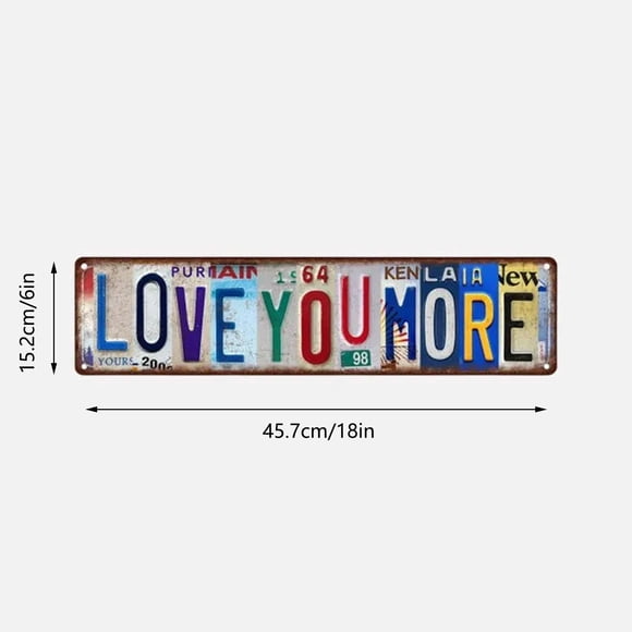 Décor Mural Vintage en Fer « Love You More », Panneau Mural Romantique à Suspendre pour Chambre, Salon, Entrée, Art en Métal Blanc Résistant à la Rouille, 15,75 x 4 Pouces