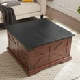 thumbnail image 4 of Farmhouse Coffee Table 32" W Square Wood Center Table with Hinged Lift Top with Large Hidden Storage Compartment for Home, Living Room (Cherry & Style 1), 4 of 8