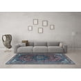 thumbnail image 3 of Ahgly Company Indoor Square Medallion Light Blue Traditional Area Rugs, 5' Square, 3 of 4