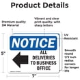 thumbnail image 2 of (2 Pack) All Deliveries To Business Office Sign With Symbol OSHA Notice Sign 7 Inch X 5 Inch Vinyl Label Decal Sticker Weather Resistant, UV Protected for Workplace, Business, and, 2 of 7