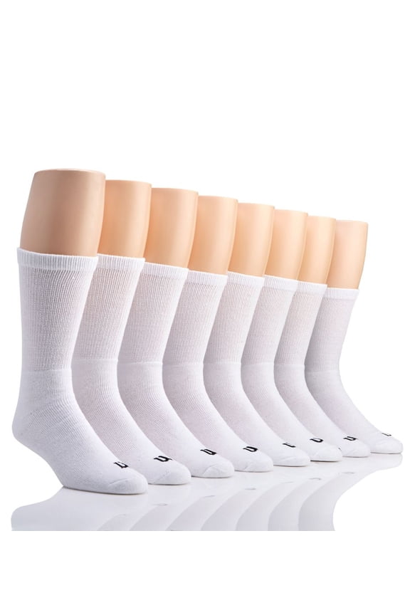 Men's Wilson 8626MAC Cotton Crew Socks - 8 Pack (White O/S)