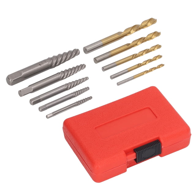 Juego de 10 extractores de tornillos de alta resistencia, broca para mano izquierda para extraer pernos rotos.