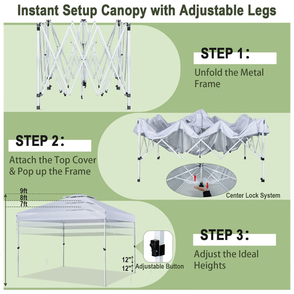 Aimee Lii 2-Tier 10 x 10 Feet Pop-up Canopy Tent with Wheeled Carry Bag, Backyard Canopy Gazebo for Party Camping BBQ Events, White