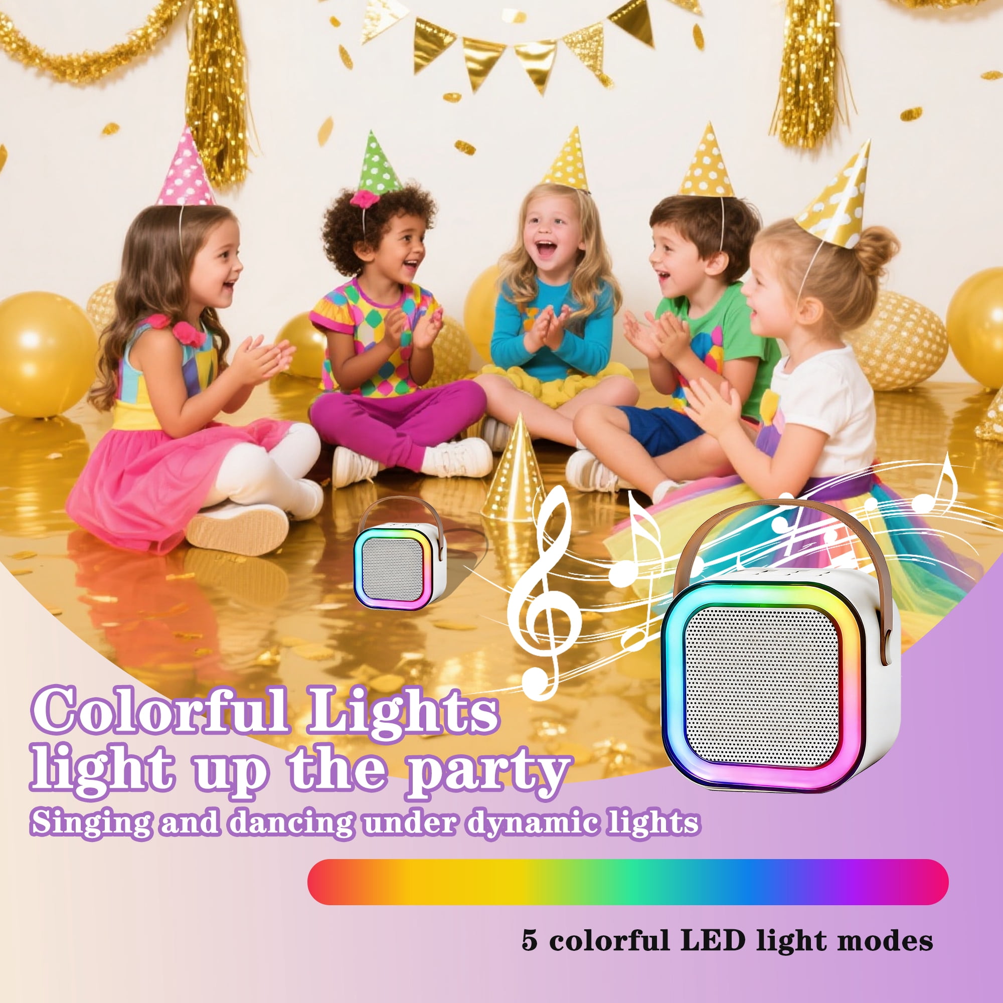 Karaoke Machine with Bluetooth and 2 Wireless Microphones with Voice Changer, Great for Home Party, Birthday Gifts for for 3 4 5 6 7 8-15 Year Old Girls and Boys