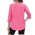 thumbnail image 5 of Minjewel Women's 3/4 Sleeve Summer Tops - Quick-Dry UV Protection Round Neck Tee, Solid Color Athletic Casual Top, Cute Sporty 2026 Summer Shirt.,Hot Pink L, 5 of 6