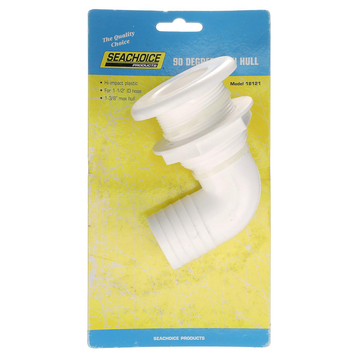 Seachoice 90 Degree Plastic Thru-Hull, 1 Nut Application, White