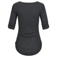 thumbnail image 4 of DPTALR Women Ladies Solid Long Sleeve Button Blouse Pullover Tops Shirt With Pockets, 4 of 4