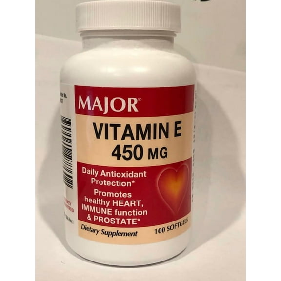 Major Vitamin E Capsules, 1000 IU, Yellow, 100 Count
