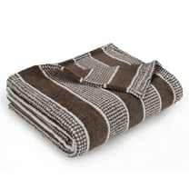 Tirrinia Clearance Striped Acrylic Blanket TV Throw 50" x 60", Super Soft Warm Comfy Blankets Bedding Couch Cabin Decorative All Season Throws, Brown