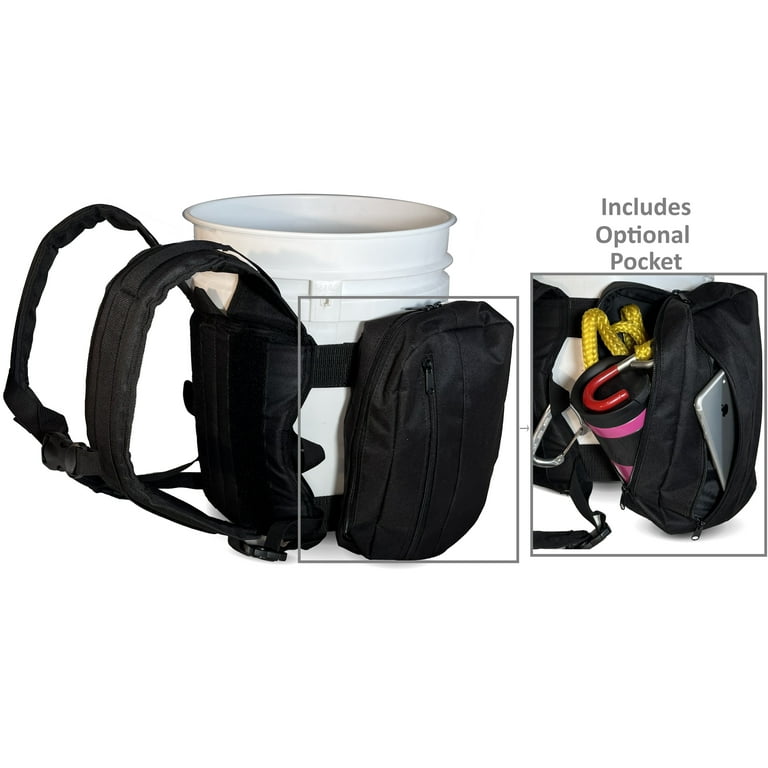 Backpack for 5 Gallon Buckets for Ice Fishing, Picking Apples and Sports  (black)
