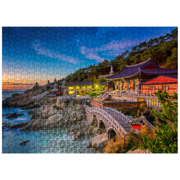 MyPuzzle - Beautiful Sunrise Haedong Yongongs Temple Busan Korea - Premium 500 Piece Jigsaw Puzzle for Adults