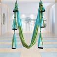 thumbnail image 2 of Juego de columpio de yoga aéreo, hamaca de yoga antigravedad fuerte, kit de trapecio de yoga volador, herramienta de inversión de eslinga de yoga para , Azul verde Soledad hamaca de yoga, 2 of 9