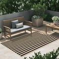 thumbnail image 4 of Alfombra de exterior LEEVAN a rayas blancas y negras, lavable, 120 x 180 cm, 4 of 7