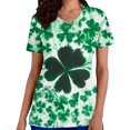 thumbnail image 1 of RXMEKW Hauts Courts pour Femmes, Imprimé St. Patrick Décontracté Col en V, Manches Courtes avec Poche, 1 of 7