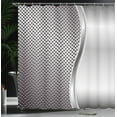 thumbnail image 2 of Grey Shower Curtain, Cool Background with Square Shaped Grid Speaker Featured Industrial Iron Design Print, Fabric Bathroom Set with Hooks, 69W X 70L Inches, Silver, by Ambesonne, 2 of 4