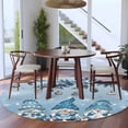 thumbnail image 3 of Large Round Rug 8Ft Washable Non-Slip, Blue Ombre Gnomes Christmas Circle Area Rugs for Living Room Bedroom, Xmas Balls Tree Snowflake Retro Indoor Floor Mats Carpet Runner for Home Decor, 3 of 8