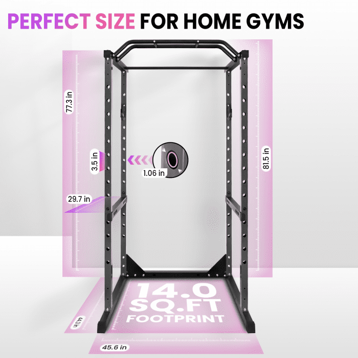 Multifunctional Squat Rack, 1.8mm Thickened Steel Pipe, 1200LB Load-bearing, 14-Level Adjustment, Power Cage, Power Rack, Squat Rack - Used in Home Gyms, Commercial Gyms, Fitness Clubs