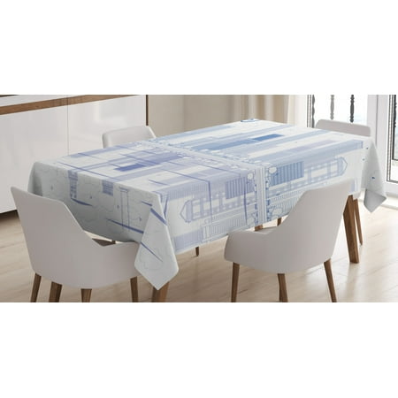

Chicago Skyline Tablecloth Skyscrapers Reflection on Lake Michigan USA City Architecture Print Rectangular Table Cover for Dining Room Kitchen 60 X 90 Inches Blue and White by Ambesonne