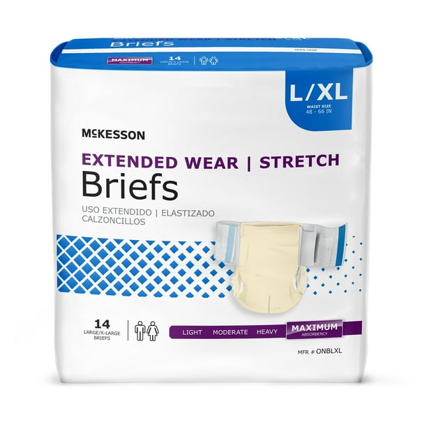 McKesson Extended Wear Adult Incontinence Brief XL Heavy Absorbency Daytime / Overnight, ONBLXL