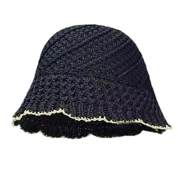 Sombrero de pescador tejido a mano para mujer, elegante sombrero para el sol, ideal como regalo de cumpleaños o para viajar por la calle. Negro