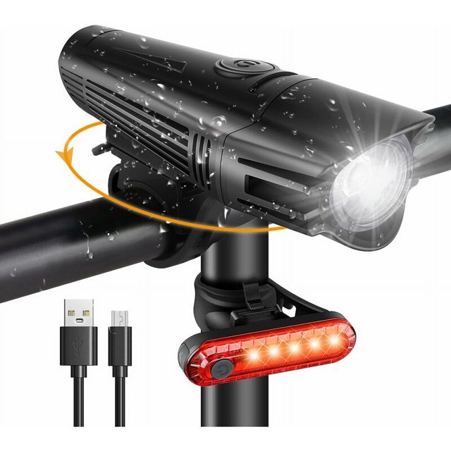 Luces para bicicleta NQ Luz LED recargable delantera y trasera 2000 mAh