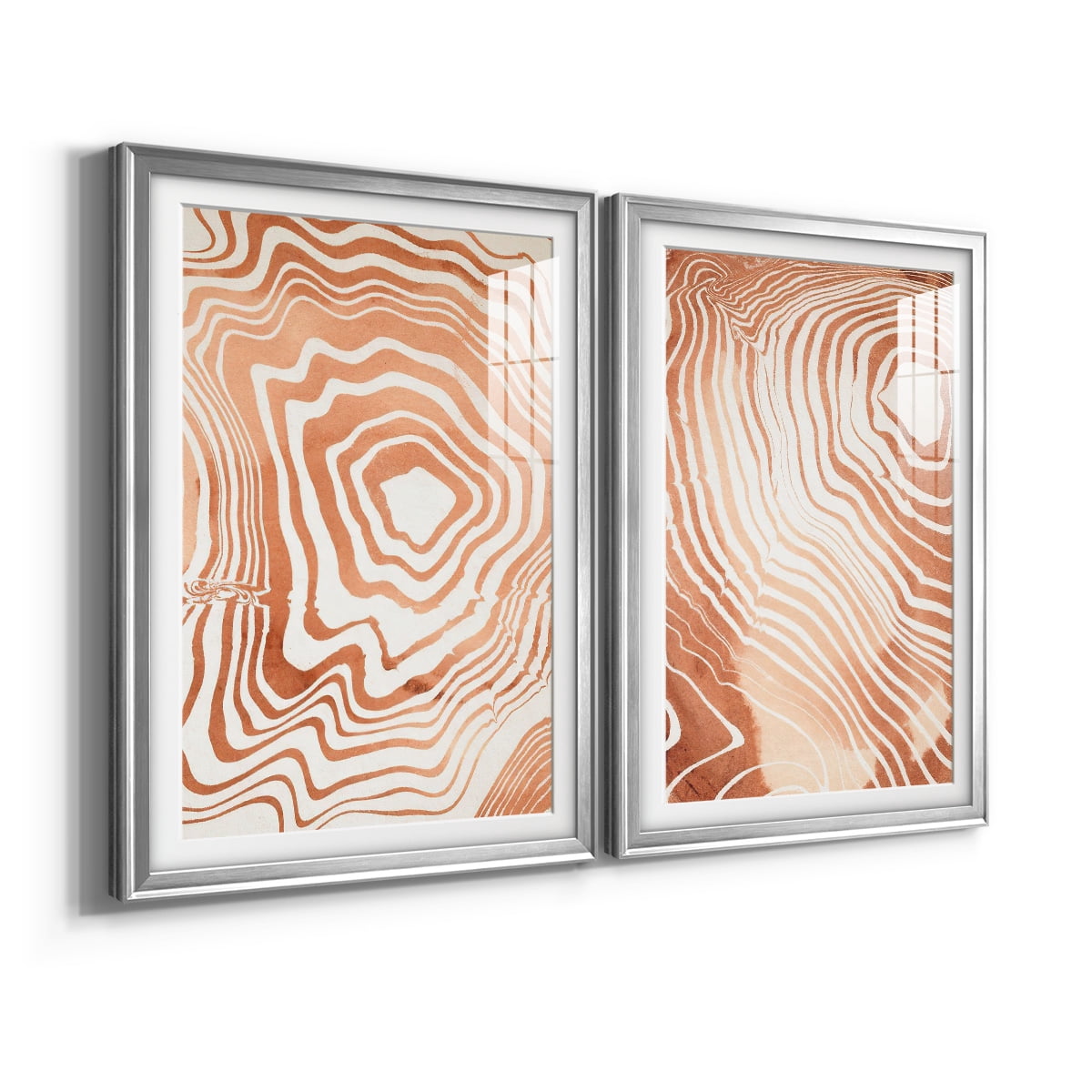 Wexford Home Wood Grain Suminagashi I Premium Framed Print, 18.5" x 24.5" - Ready to Hang, Silver (Set of 2)