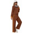 thumbnail image 4 of LMSOBT Two Piece Sets for Women Fall Travel Vacation Outfits 2026 Long Sleeve Lounge Sets Side Slit Wide Leg Pants, 4 of 5