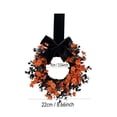 thumbnail image 3 of Halloween Wreath, Red Artificial Floral with Black Bow, Front Door Hanging Decor for Halloween, 3 of 7